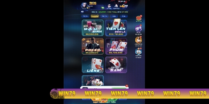 Cổng game cung cấp đa dạng trò chơi bài